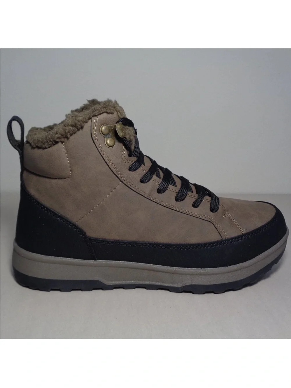 Weatherproof Mens Winter Boots Brown Faux Fur Lined Lace Up Size 11 NEW